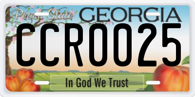GA license plate CCR0025