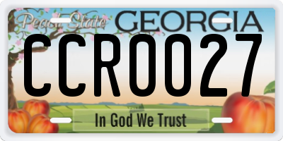 GA license plate CCR0027