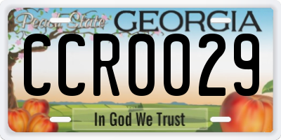 GA license plate CCR0029