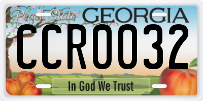 GA license plate CCR0032