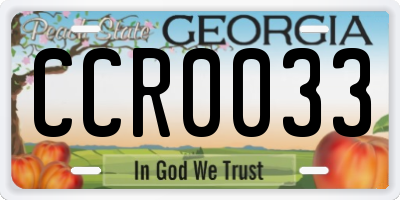 GA license plate CCR0033
