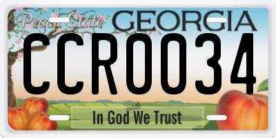 GA license plate CCR0034