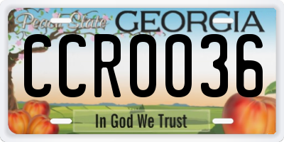 GA license plate CCR0036