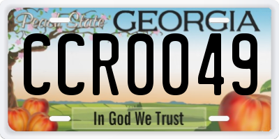 GA license plate CCR0049