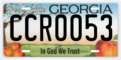 GA license plate CCR0053