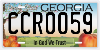 GA license plate CCR0059