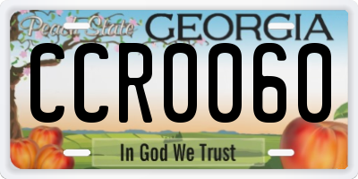GA license plate CCR0060