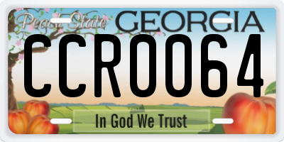 GA license plate CCR0064