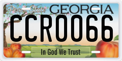 GA license plate CCR0066