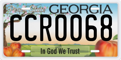 GA license plate CCR0068