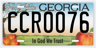 GA license plate CCR0076