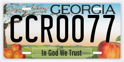 GA license plate CCR0077