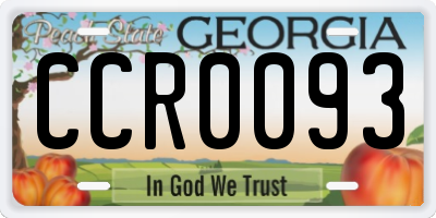 GA license plate CCR0093