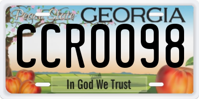 GA license plate CCR0098