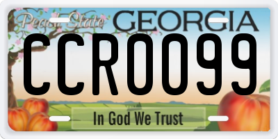 GA license plate CCR0099