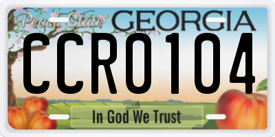 GA license plate CCR0104