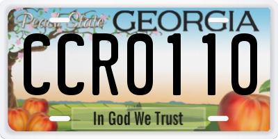 GA license plate CCR0110