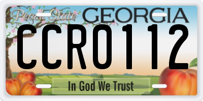 GA license plate CCR0112