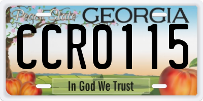 GA license plate CCR0115