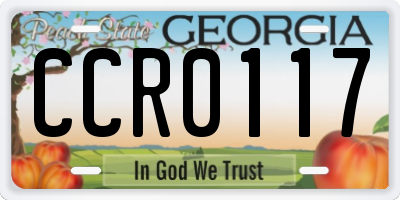 GA license plate CCR0117
