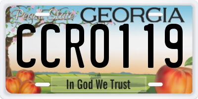 GA license plate CCR0119