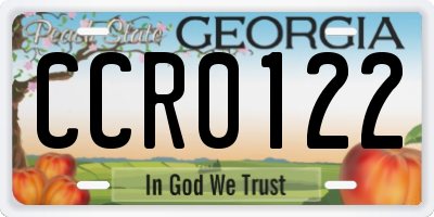 GA license plate CCR0122