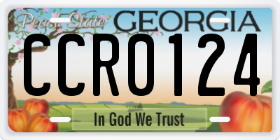 GA license plate CCR0124