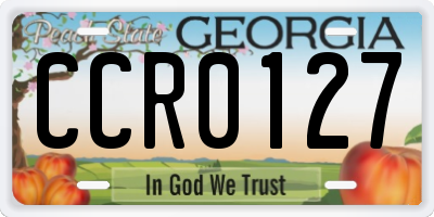 GA license plate CCR0127