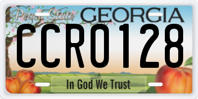 GA license plate CCR0128