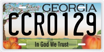GA license plate CCR0129