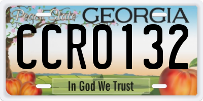 GA license plate CCR0132