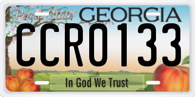 GA license plate CCR0133