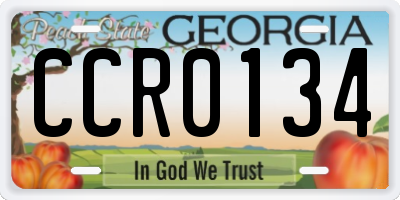 GA license plate CCR0134