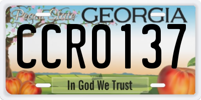 GA license plate CCR0137