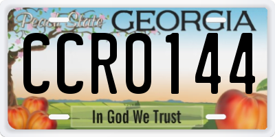 GA license plate CCR0144