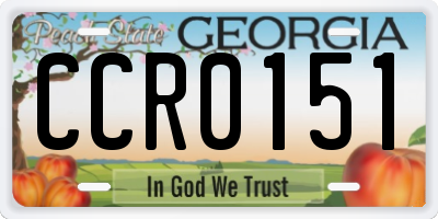 GA license plate CCR0151