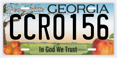 GA license plate CCR0156