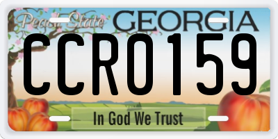 GA license plate CCR0159