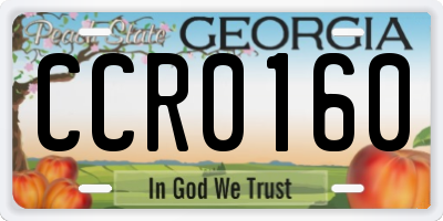 GA license plate CCR0160