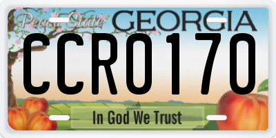GA license plate CCR0170