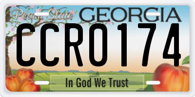 GA license plate CCR0174
