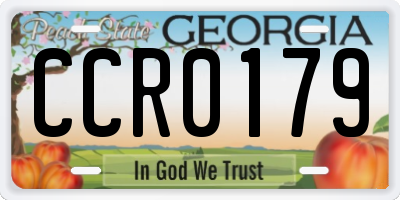 GA license plate CCR0179
