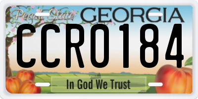 GA license plate CCR0184