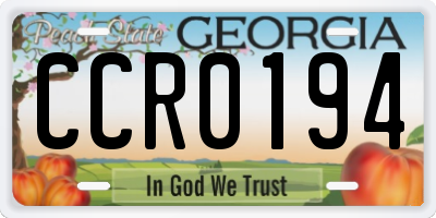 GA license plate CCR0194