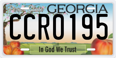 GA license plate CCR0195