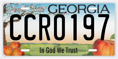GA license plate CCR0197