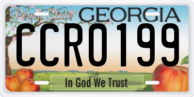 GA license plate CCR0199