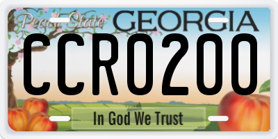 GA license plate CCR0200