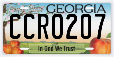 GA license plate CCR0207