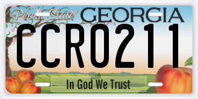 GA license plate CCR0211